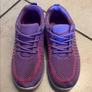 Kids Purple Knit Athletic Sneakers Pink Trim Accents Lace Up Girls Size 13 New